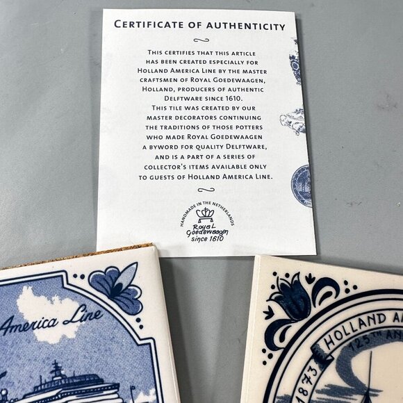 Holland America Line Coaster Ceramic Tiles Amsterdam Vintage Royal Goedewaagen - Picture 6 of 14